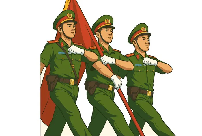 Vector Corel tranh ảnh công an nhân dân bước đi điều lệnh - Pdcorel.com