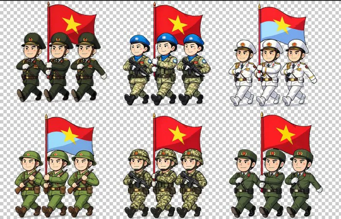 109 Vector hình ảnh chibi khối công an quân đội diễu hành - Pdcorel.com