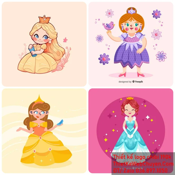 Chibi Công Chúa Disney, THIẾT KẾ CHIBI 190K CUTE ĐÁNG YÊU