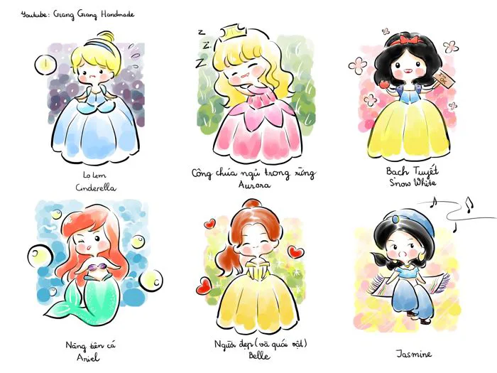 22 Công chúa Disney Chibi ý tưởng | người đẹp ngủ trong rừng, công chúa  disney, người đẹp và quái vật