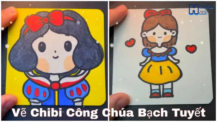 Vẽ Công Chúa Bạch Tuyết Chibi - Vẽ Công Chúa Dễ Nhất