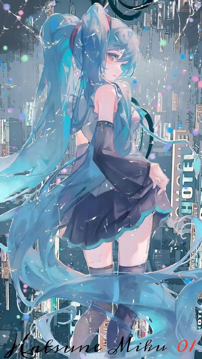 Hình Nền Hatsune Miku Thành Phố Cyberpunk 4K | 2208x3924 | Wallpaper Alchemy