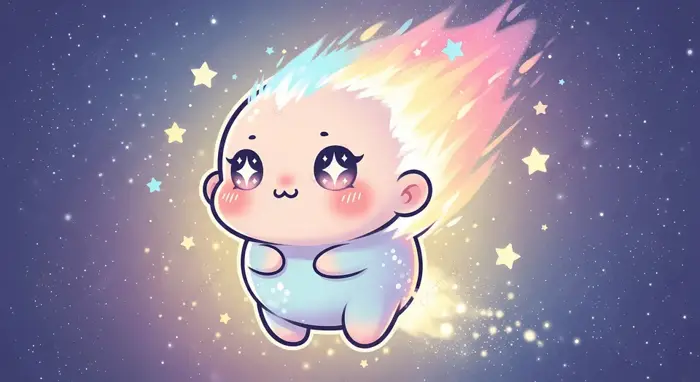 Hình nền Nền Sinh Vật Sao Chổi Chibi Với Mái Tóc Cầu Vồng Trên Bầu Trời đêm  đầy Sao, Sinh Vật Chibi, Nhân Vật Sao Chổi, Không Gian đầy Sao Background  Vector