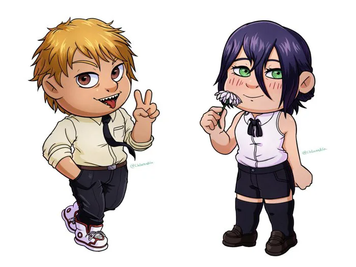 Chibi Denji and Reze, just in time for the Chainsaw Man movie. #csm