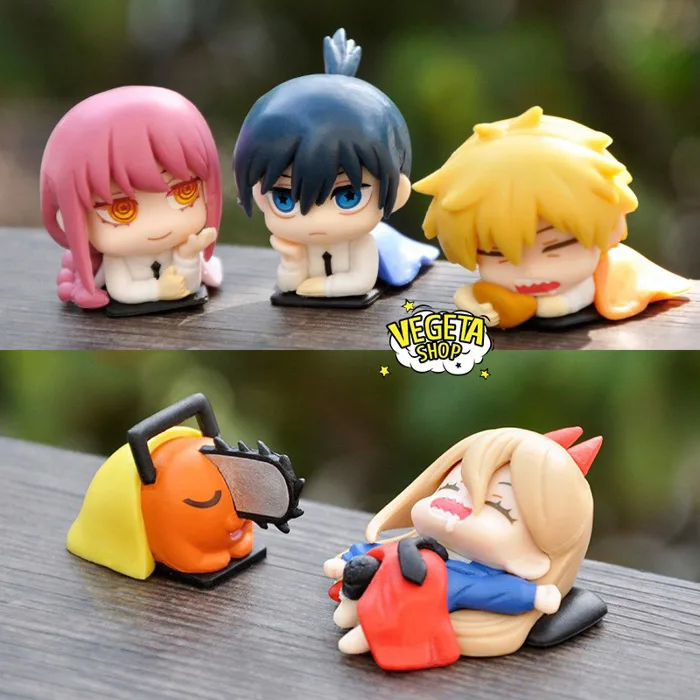 Mô hình Chainsaw Man chibi nằm ngủ - Denji Pochita Quỷ cưa Denji Aki  Hayakawa Makima Power Onemutan - Kích thước 5cm