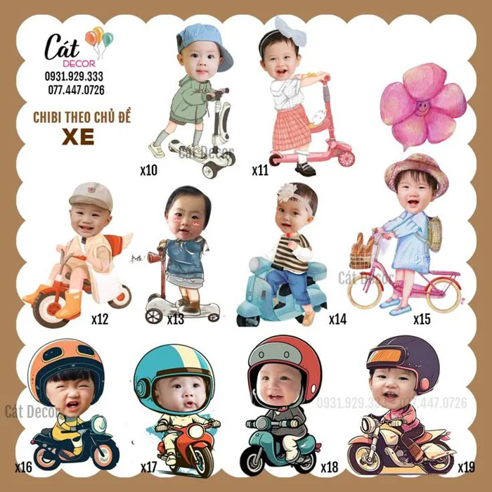 Mẫu chibi bé với xe Mẫu chibi bé với xe