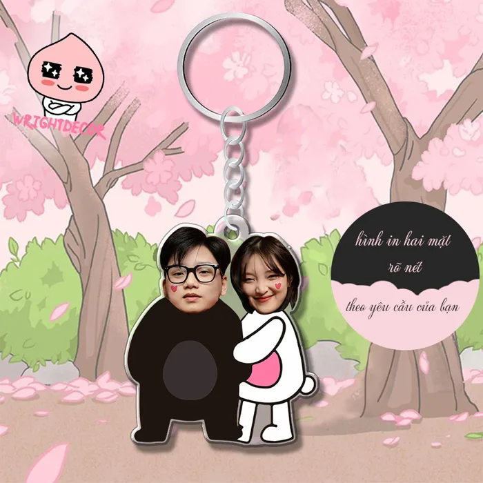 Móc khóa quà lưu niệm in hình chibi cute cặp đôi theo yêu cầu | Shopee Việt  Nam