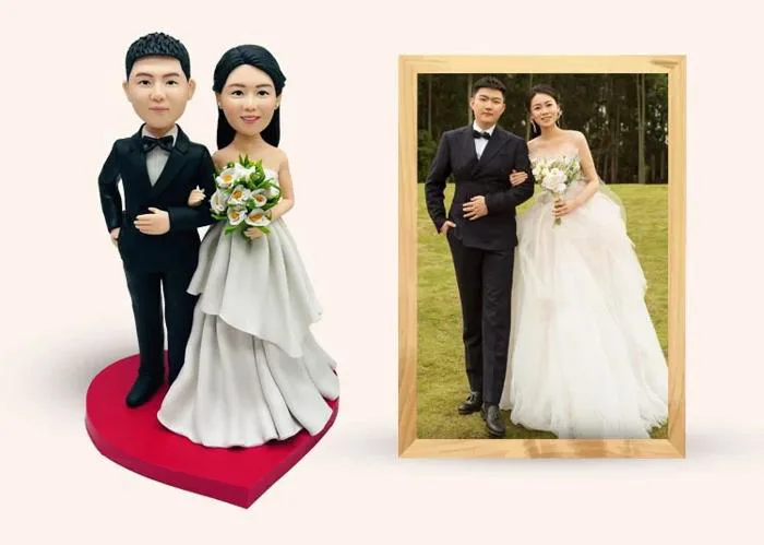 In tượng 3D màu chibi cặp đôi 3DWOW giống mẫu theo yêu cầu