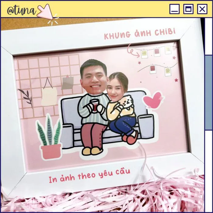 Khung Ảnh Handmade Chibi Cặp Đôi Quà Tặng In Theo Yêu Cầu Tặng Bạn Trai Bạn  Gái Khung Ảnh 3D Để Bàn Couple