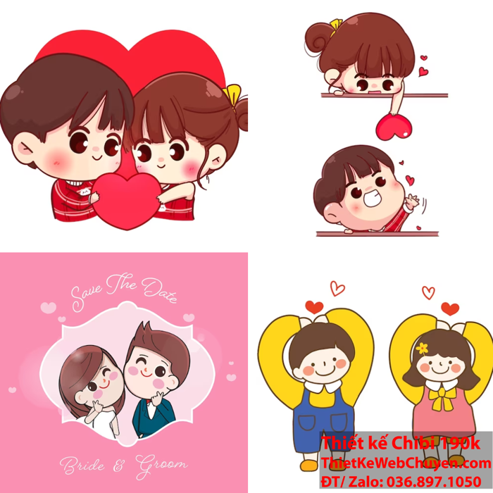 Cặp đôi chibi ( chibi couple ), THIẾT KẾ CHIBI 190K CUTE ĐÁNG YÊU