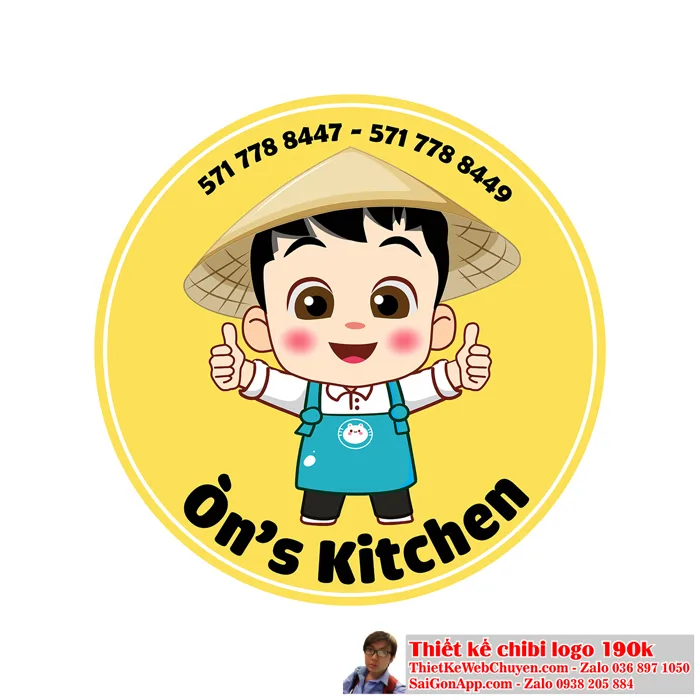 Vẽ chibi cậu bé đội nón lá đang thể hiện sự yêu thích để thiết kế logo 300k
