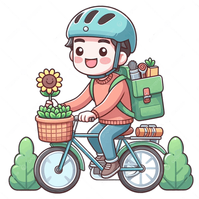 Hình ảnh Cậu Bé Chibi đội Mũ Bảo Hiểm Màu Xanh Và đeo Ba Lô đi Xe đạp PNG ,  Hoạt Hình, Xe đạp, Mũ Bảo Hiểm đi Xe đạp PNG trong