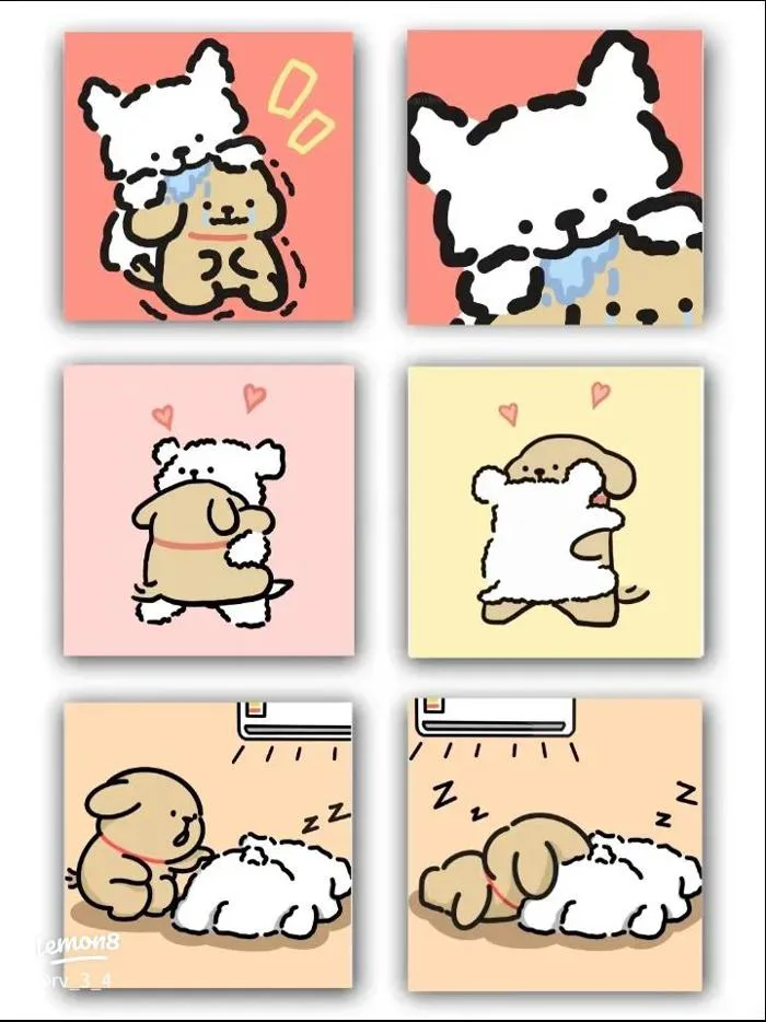 Avatar đôi con chó cute ôm nhau siêu dễ thương cho cặp bạn thân