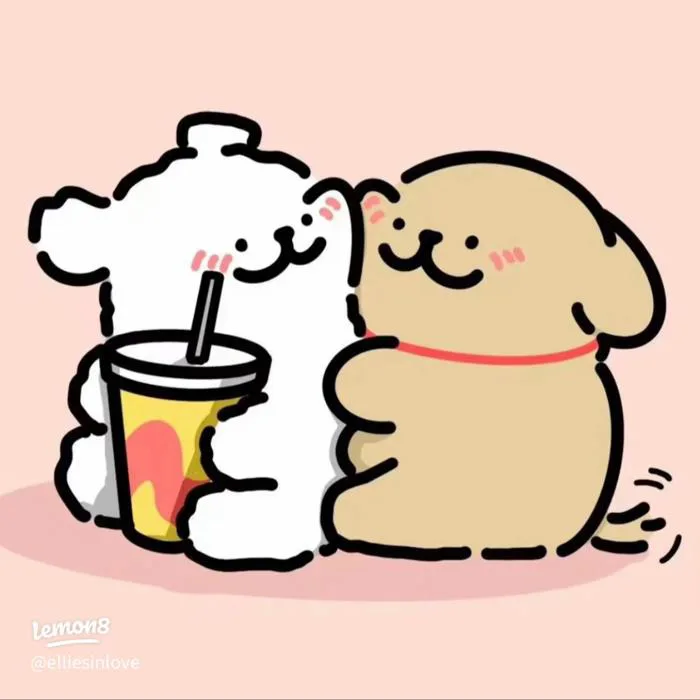 Maltese hoạt hình siêu cute: avatar đôi chó trắng ôm nhau