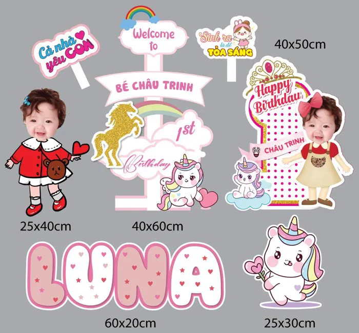 Chibi sinh nhật Bé Gái để bàn siêu cute cho bé HOT nhất 2026