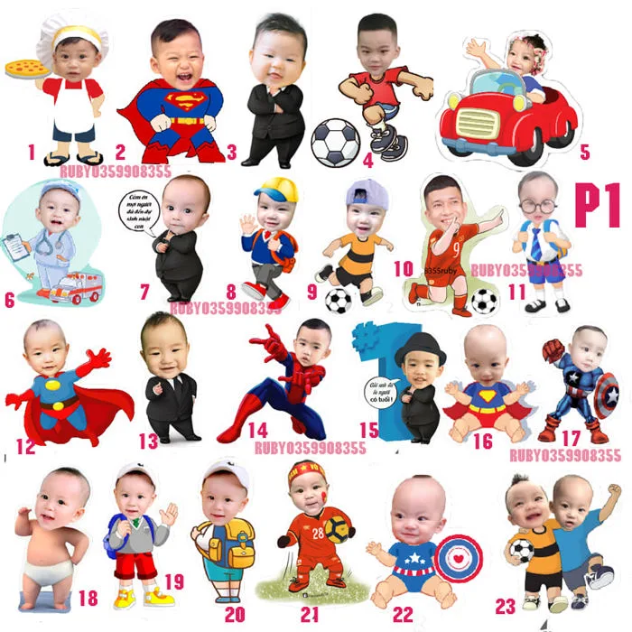 Chibi Bé trai đủ mẫu cp1 - Ruby Shop - Phụ kiện sinh nhật