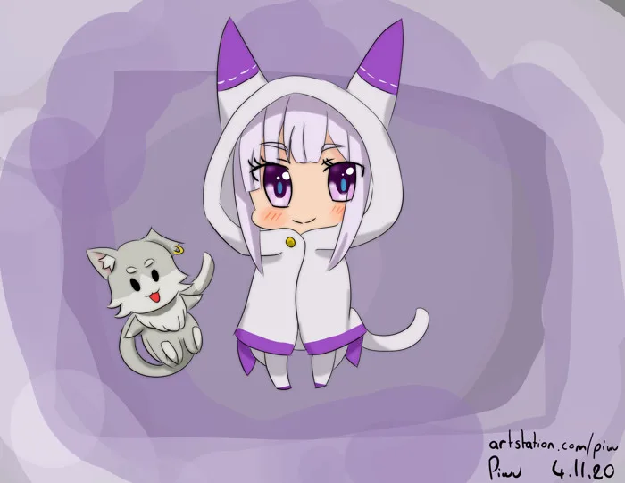 Piwu - Chibi Emilia & Puck from Re:Zero