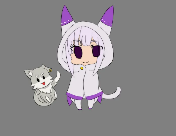 Piwu - Chibi Emilia & Puck from Re:Zero
