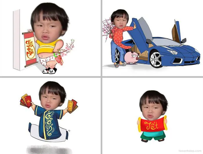 Ghép mặt của bạn vào ảnh tết 2026 chibi dễ thương Ghép mặt của bạn vào ảnh tết 2026 chibi dễ thương