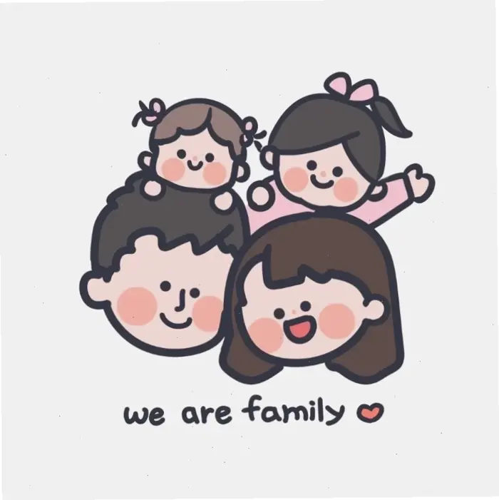 Hình ảnh gia đình 4 người chibi đáng yêu và ý nghĩa