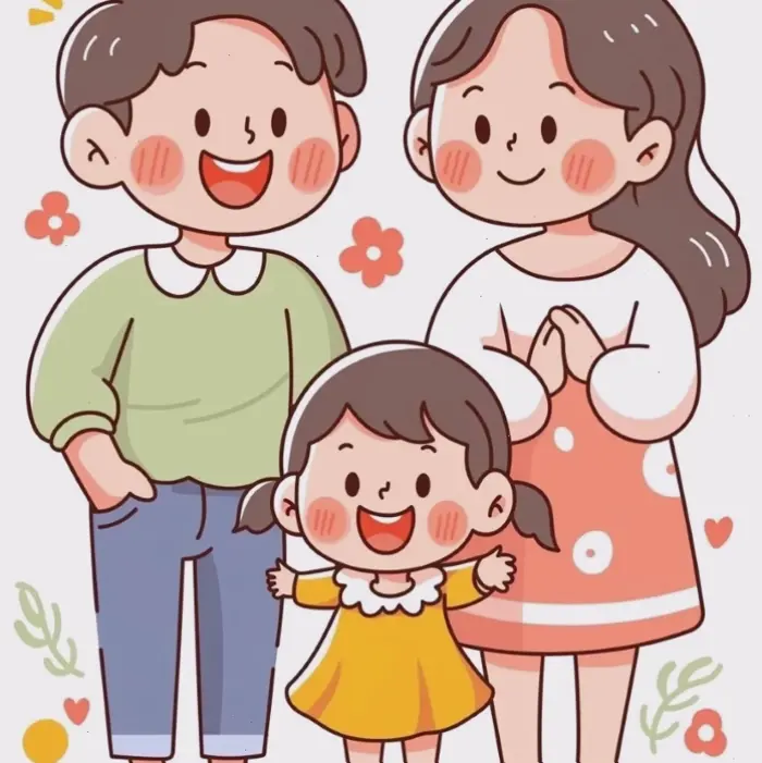 Hình ảnh gia đình 4 người chibi đáng yêu và ý nghĩa