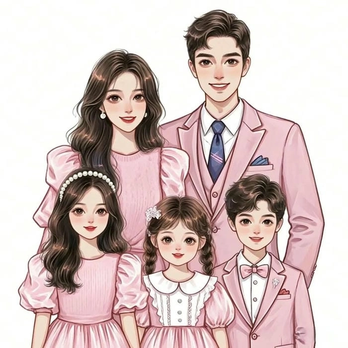Bộ ảnh gia đình chibi dễ thương gắn kết yêu thương
