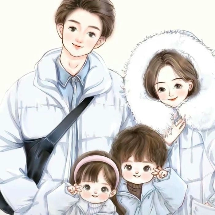 Bộ ảnh gia đình chibi dễ thương gắn kết yêu thương