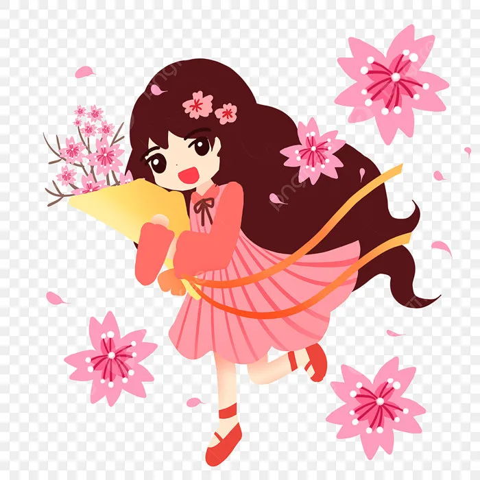 Hình ảnh Một Cô Gái đang Chạy Tay Cầm Những Cánh Hoa Anh đào PNG , Một Cô  Gái đang Chạy Tay Cầm Những Cánh Hoa Anh đào PNG , Hoạt Hình,