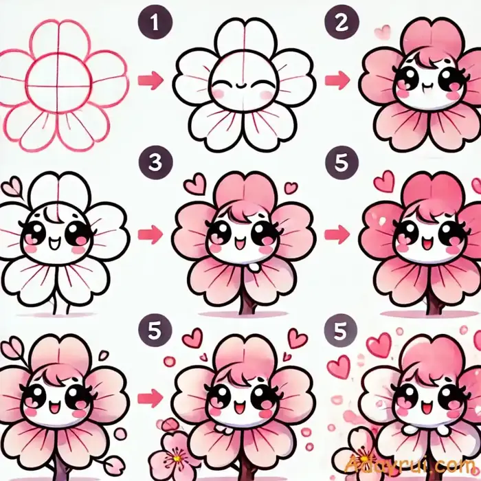 Hướng Dẫn Vẽ Hoa Anh Đào Chibi – Phiên Bản Cực Kỳ Đáng Yêu
