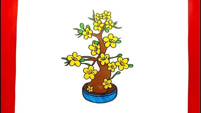 Vẽ cây mai ngày Tết - Vẽ hoa mai ngày Tết đơn giản - Cách vẽ cây hoa