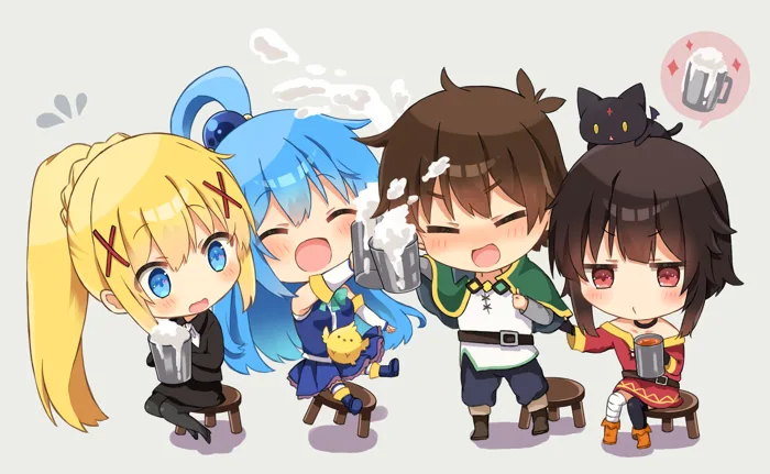 Download Kazuma Satou Megumin (KonoSuba) Aqua (KonoSuba) Darkness  (KonoSuba) Anime KonoSuba - God's Blessing On This Wonderful World!! HD  Wallpaper by 鴨月ゆの | 2435x1501 | Wallpaper Abyss