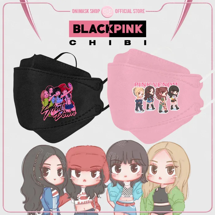 Khẩu trang idol Kpop BLACKPINK hình Chibi dễ thương (10 cái)