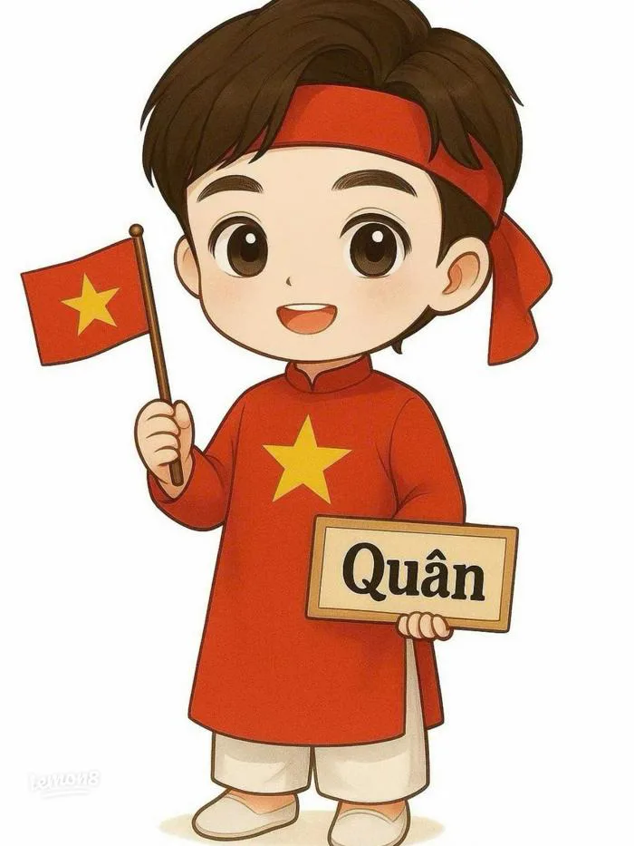 Ảnh chibi cầm cờ Việt Nam mặc áo dài đỏ siêu dễ thương mừng Quốc khánh 2/9