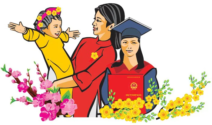 Vector phụ nữ Việt Nam mạc áo dài, cô gái đạt bằng cử nhân - Pdcorel.com