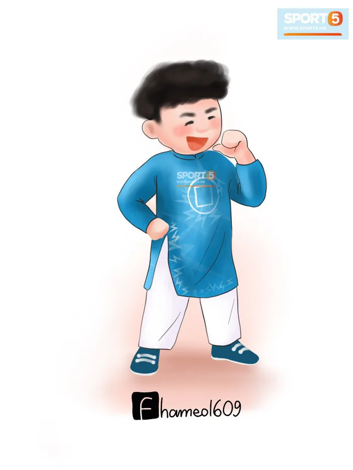 Chiêm ngưỡng loạt ảnh chibi Công Phượng, Quang Hải mặc áo dài đón Tết yêu  ngất ngây