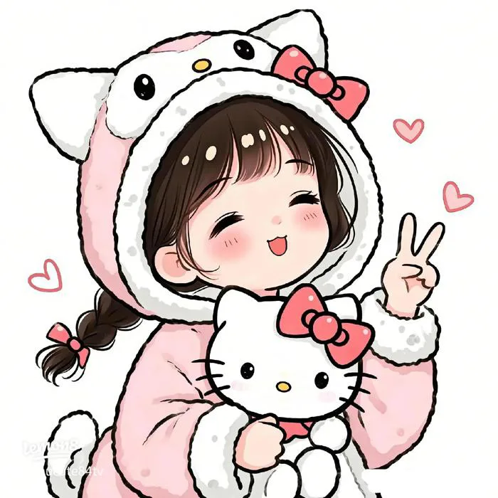 Avatar cô gái Hello Kitty cute: hình nền, ảnh mặc định, anime chibi dễ  thương