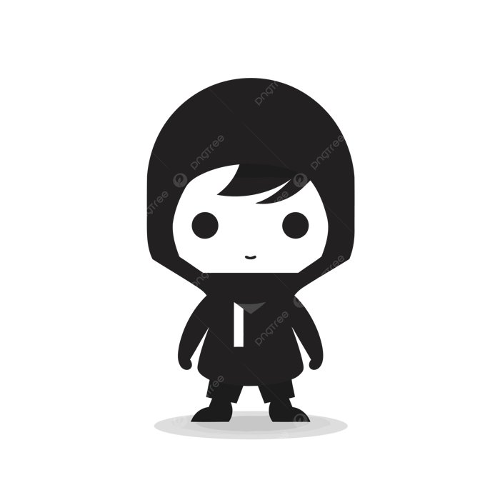 Hình ảnh Nhân Vật Mặc áo Hoodie Chibi Nghệ Thuật Minh Họa Vector Cô Lập PNG  , Biểu Tượng Màu đen đơn Giản Của đứa Trẻ Dễ Thương Trên Nền Trắng, Không