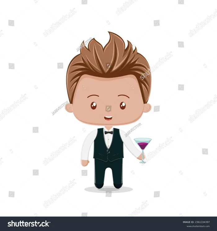 Cute Chibi Character Bartender Boy Vest: Vector có sẵn (miễn phí bản quyền)  2361334397 | Shutterstock