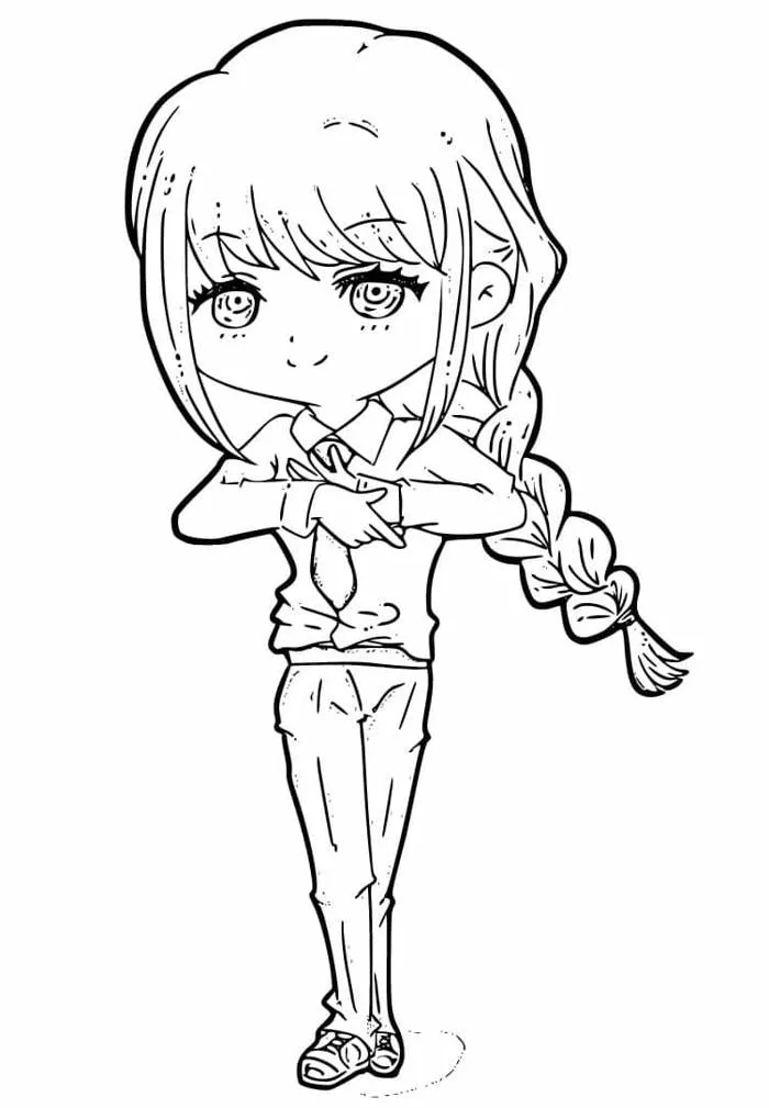 Tranh tô màu Makima chibi - AnhAnime.Com