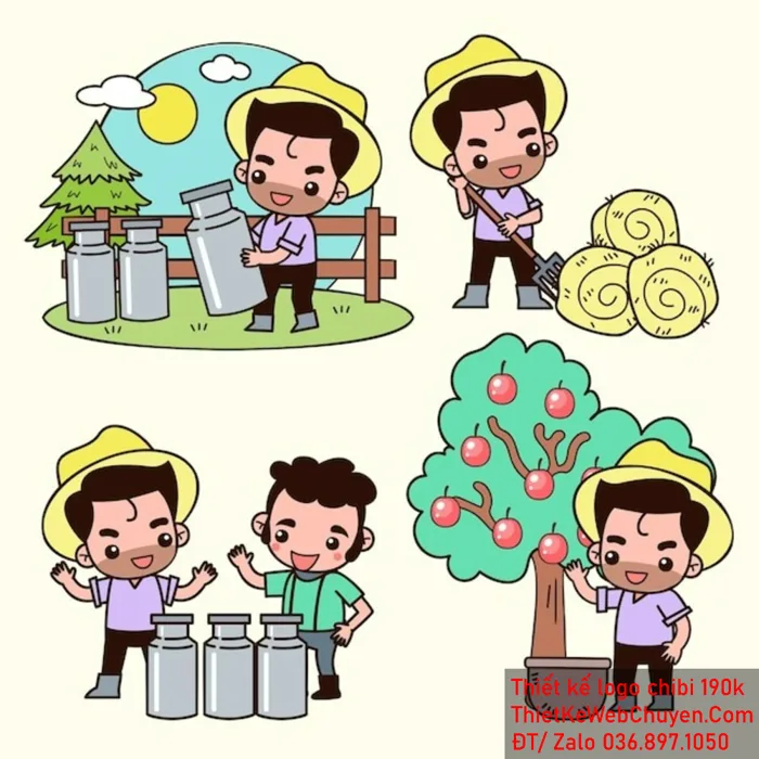 MẪU THIẾT KẾ LOGO CHIBI BÁC NÔNG DÂN 190K CUTE DỄ THƯƠNG