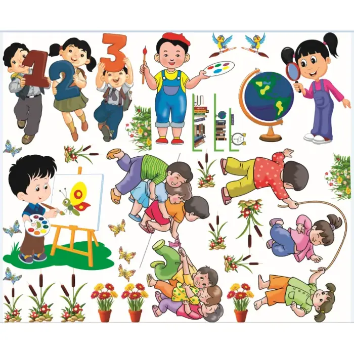 Hình chibi trang tri mầm non in đề can siêu nét Trang Trí Mầm Non Chất Liệu  Vinyl Mẫu 2 Trang Trí Mầm Non Không Cần Pin Bảo Hành 6 Tháng -