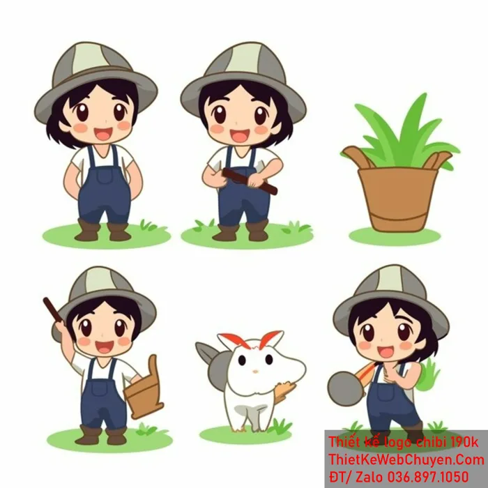 MẪU THIẾT KẾ LOGO CHIBI BÁC NÔNG DÂN 190K CUTE DỄ THƯƠNG