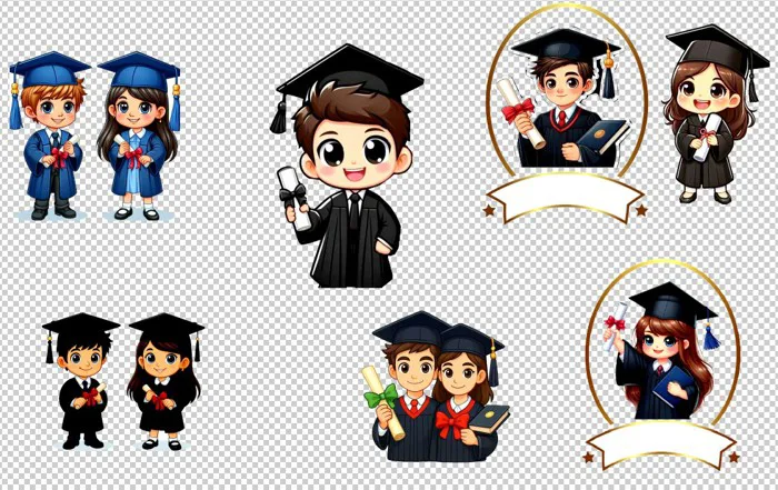 104 Vector hình ảnh chibi tốt nghiệp cho mầm non - Pdcorel.com