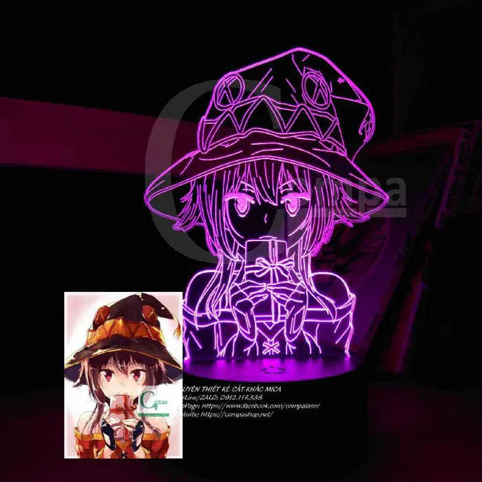 ẢNH SHOP TỰ CHỤP] Đèn ngủ Kono Suba Megumin | COMPA LaserArt | Miloo