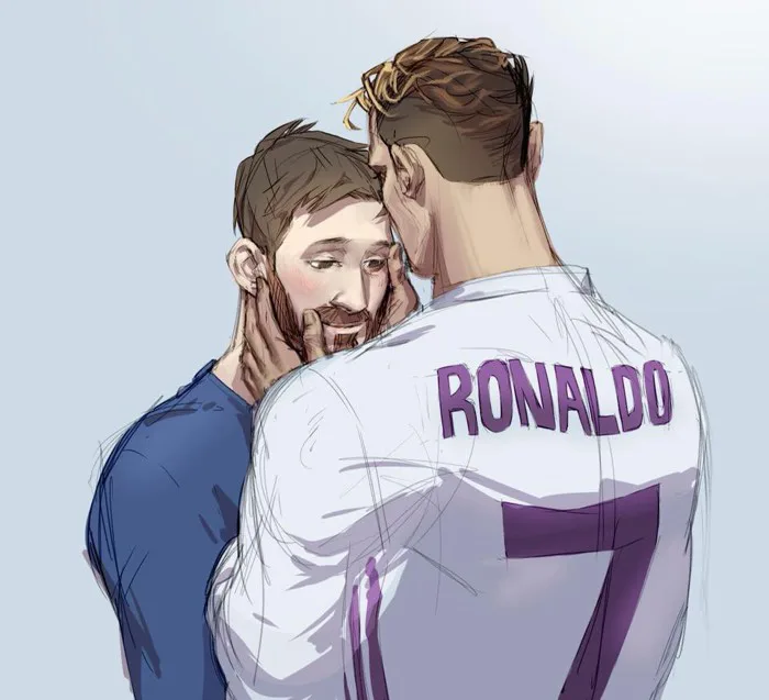 Cư dân mạng phát cuồng vì bộ tranh vẽ Messi tình tứ với CR7