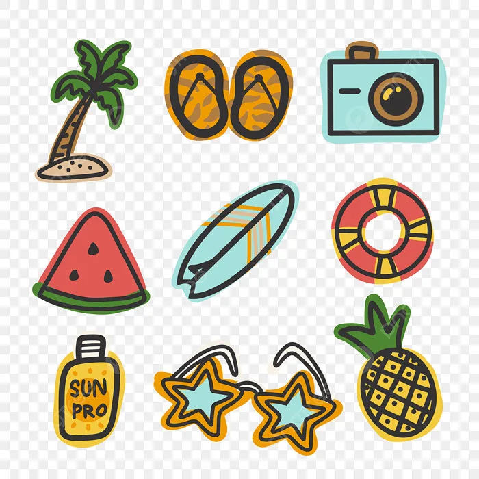 Hình ảnh Gói Biểu Tượng Dễ Thương Cho Kỳ Nghỉ Hè Kawai PNG , Clipart Mùa Hè,  Clipart Ngày Lễ, Biểu Tượng Clipart PNG miễn phí tải tập tin PSDComment và  Vector