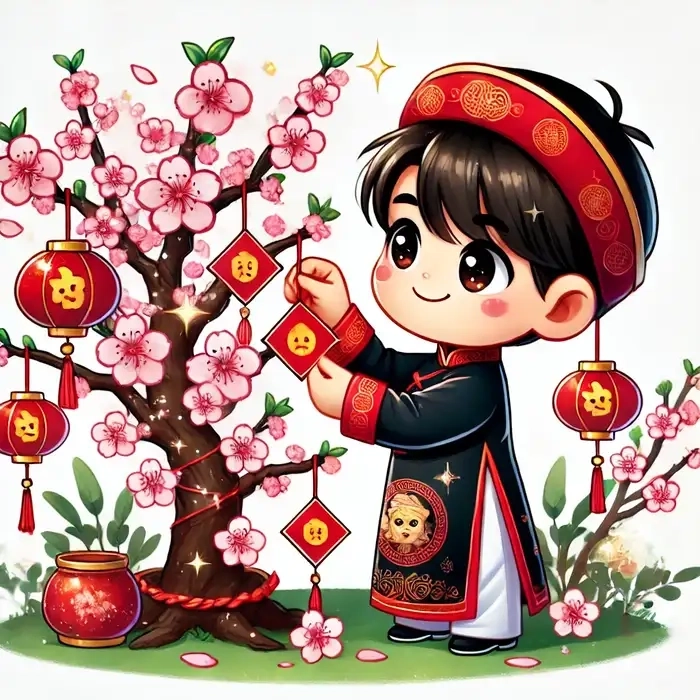 Bộ ảnh chibi Tết dễ thương mang không khí xuân rộn ràng