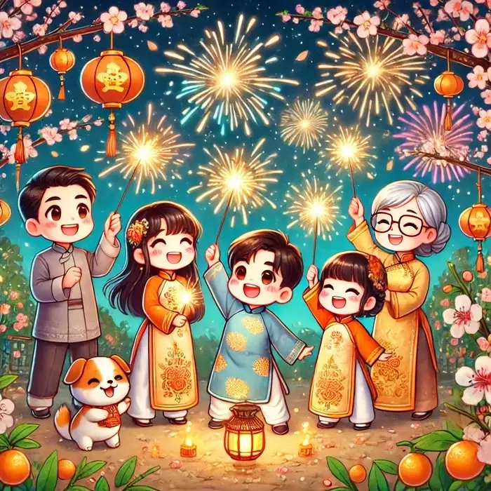 Bộ ảnh chibi Tết dễ thương mang không khí xuân rộn ràng