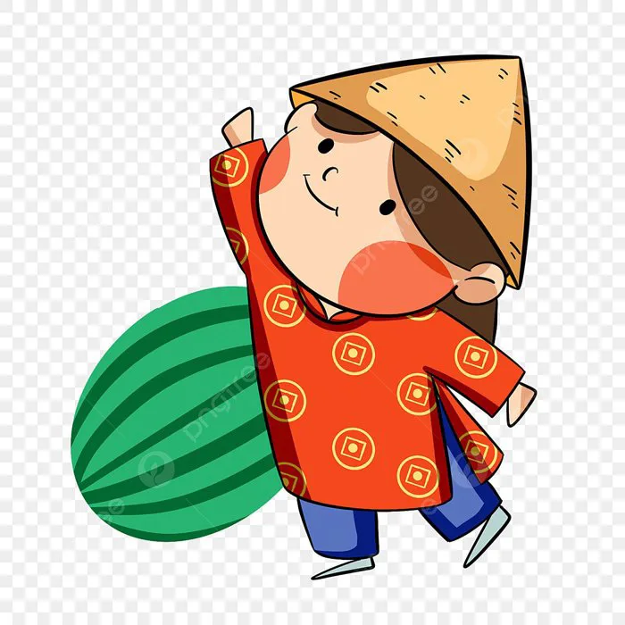 Hình ảnh Cô Gái đội Nón Lá Bên Quả Dưa Hấu Trong Lễ Hội Mùa Xuân Việt Nam  PNG , Tết âm Lịch ở Việt Nam, Tiền Mừng Tuổi, Những Bông Hoa