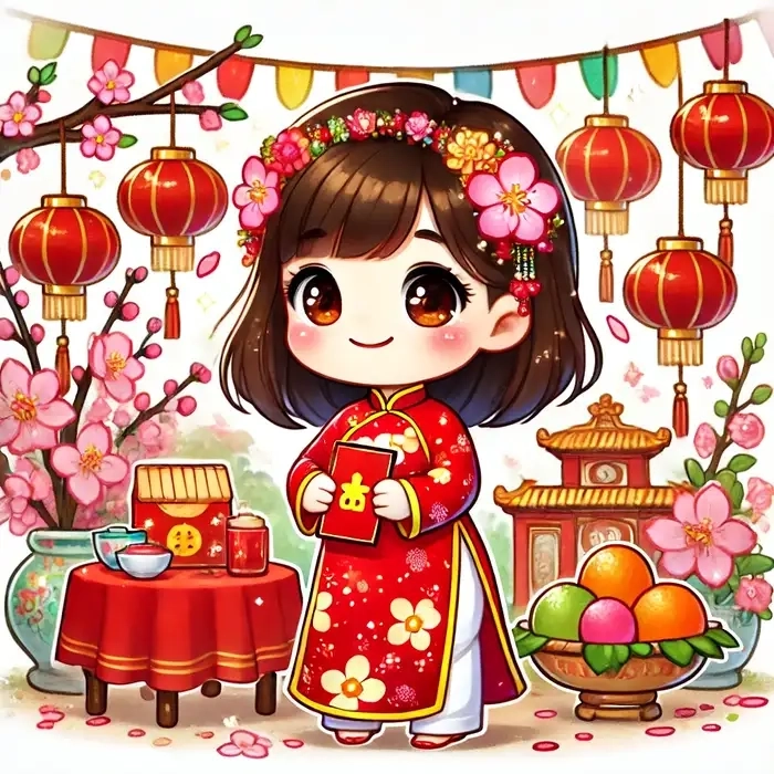 Bộ ảnh chibi Tết dễ thương mang không khí xuân rộn ràng